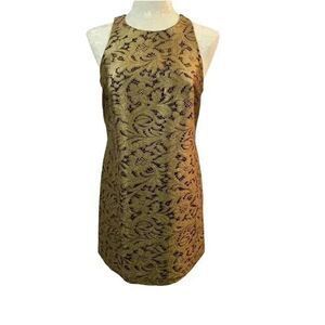 Banana Republic Women's Gold Lace Lined Sleeveless Shift Dress